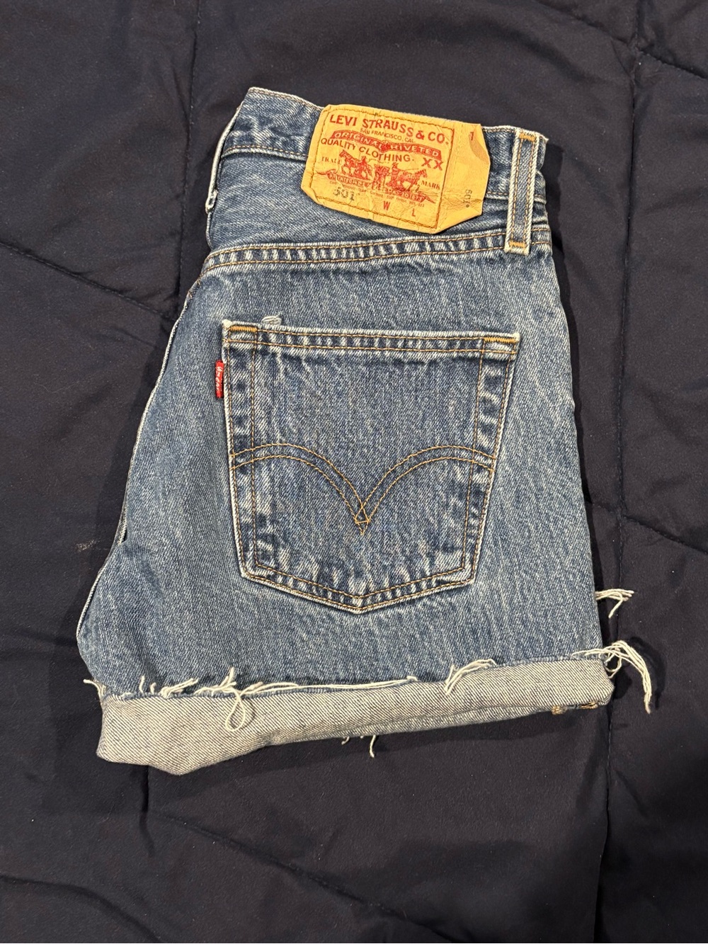 Levi's 501 Light Blue Distressed Denim Shorts Vintage Sz 26